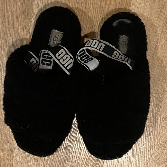 Ugg Sling Back Slippers Fuzzy Black - Picture 2 of 6